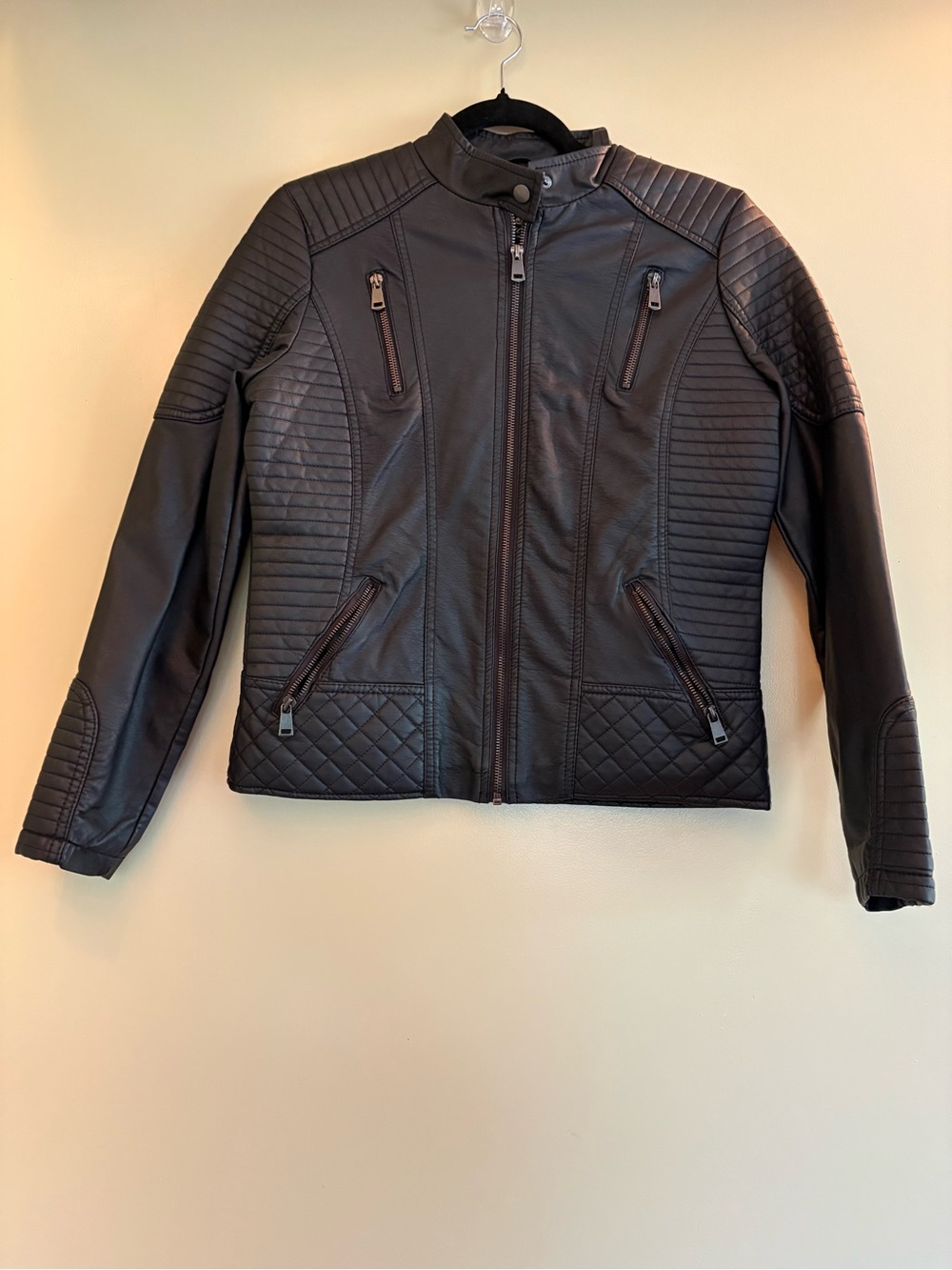Royalty For Me Black Faux Leather Moto Jacket with Hood